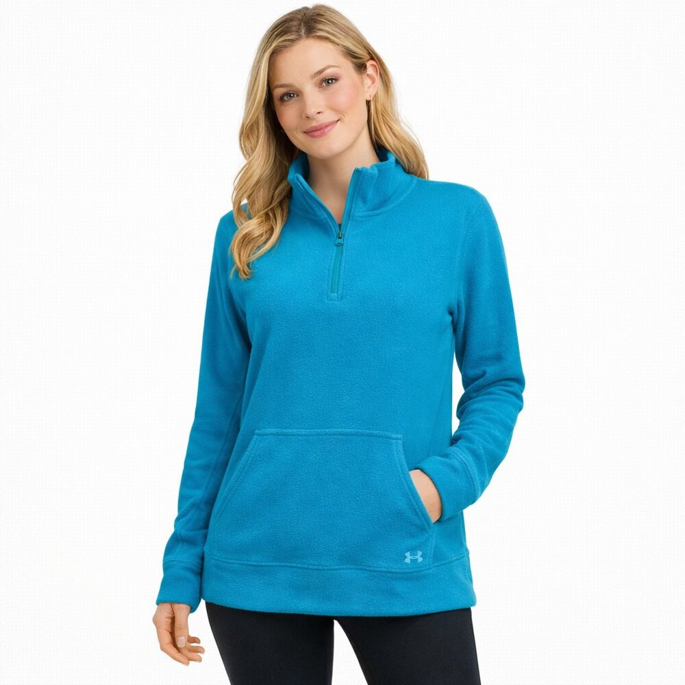 Under Armour Turquoise Fleece Pullover Quarter Zip Jacket Athletic Workout M